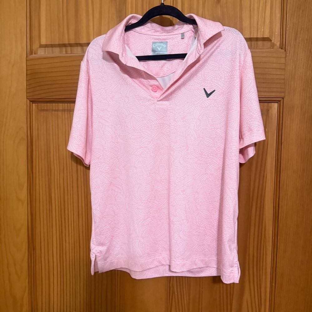 Boys Callaway Pink Salmon Polo Shirt Medium